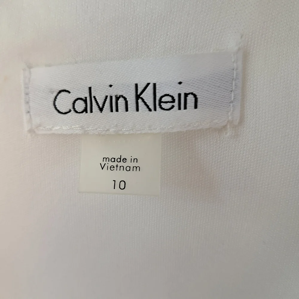 Calvin Klein Women's Sheath Dress White And Black 1/2 Sleeve Size 10 NWT - Picture 8 of 11